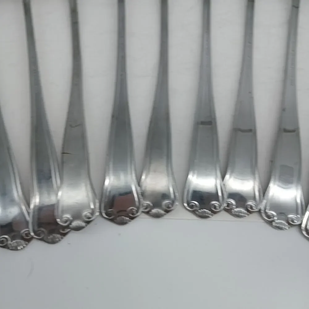 11X LH Tsp TOWLE Supreme STUART SHELL Stainless Long Handled Malt Tea Spoons